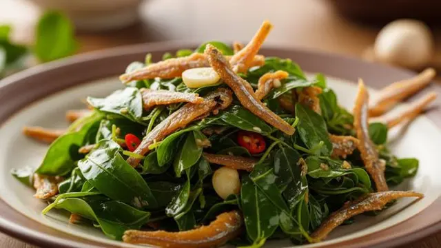 Tumis Daun Meniran dengan Ikan Teri