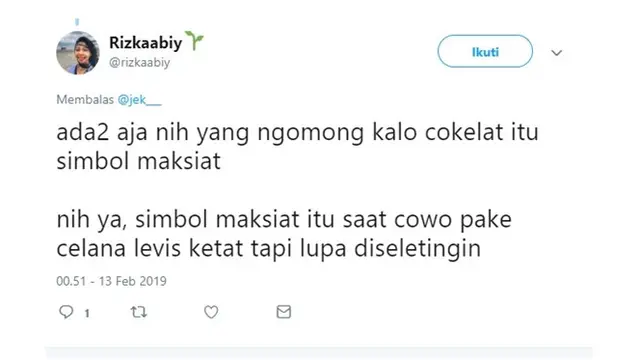 Curahan cokelat itu maksiat (Sumber: Twitter)