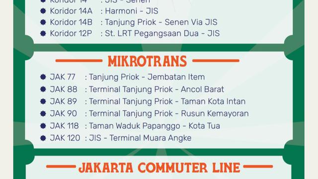 Daftar transportasi menuju lokasi kampanya akbar capres-cawapres Anies Baswedan-Muhaimin Iskandar di Jakarta Internasional Stadium (JIS) Jakarta, Sabtu (10/2/2024). (Merdeka.com/Nur Habibie)