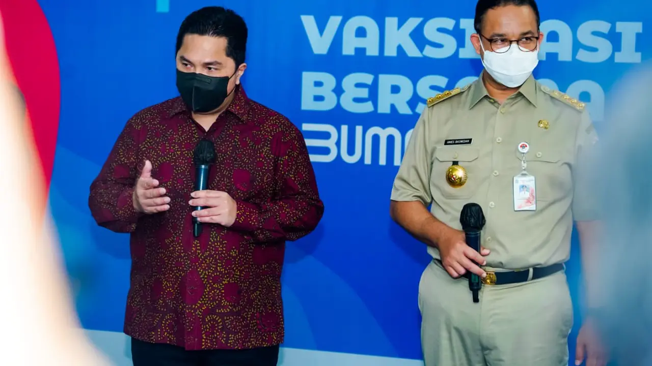 Kementerian BUMN, Kementerian Kesehatan, Pemda DKI, dan Indonesia Healthcare Corporation melakukan kolaborasi untuk meluncurkan Sentra Vaksinasi Covid-19 di Istora Senayan
