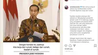 Gubernur DKI Jakarta Anies Baswedan mengimbau agar seluruh warga Jakarta untuk melaksanakan arahan Presiden Joko Widodo atau Jokowi untuk bekerja di rumah. (Instagram Anies Baswedan)
