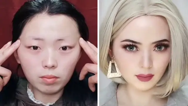 potret wanita sebelum dan setelah makeup