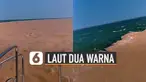Fenomena alam terjadi di salah satu laut di daerah Teluk Alaska. Memiliki dua warna air laut yang berbeda.