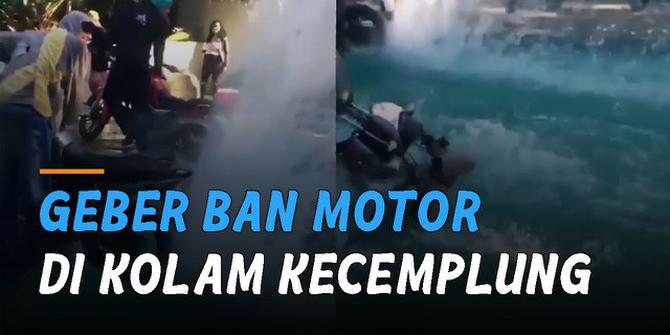 VIDEO: Kebanyakan Gaya, Pemuda Geber-Geber Ban Motor di Kolam Renang Akhirnya Bikin Ngakak