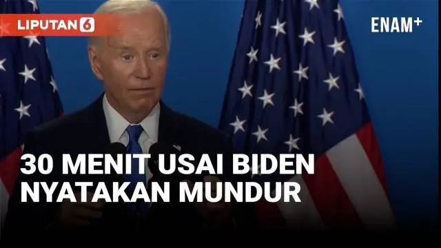 Presiden Joe Biden secara resmi mundur dari pemilihan presiden 2024 setelah debat buruk dengan Donald Trump yang memicu keraguan tentang kemampuannya. Hanya 30 menit setelah pengumuman tersebut, Biden menyatakan sikapnya.