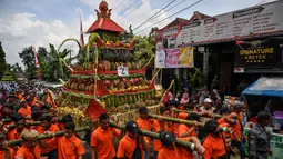 Kenduren Wonosalam, event yang rutin digelar setiap tahunnya ini bertujuan mengenalkan potensi Jombang sekaligus untuk menarik wisatawan. (JUNI KRISWANTO/AFP)