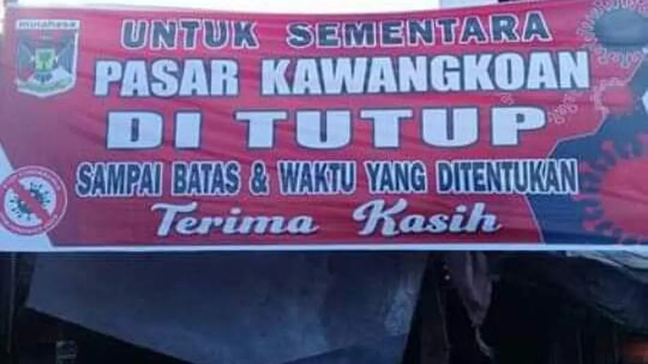 Pasar Kawangkoan yang menjadi urat nadi perekonomian warga dari beberapa kecamatan di Kabupaten MInahasa ditutup sementara.