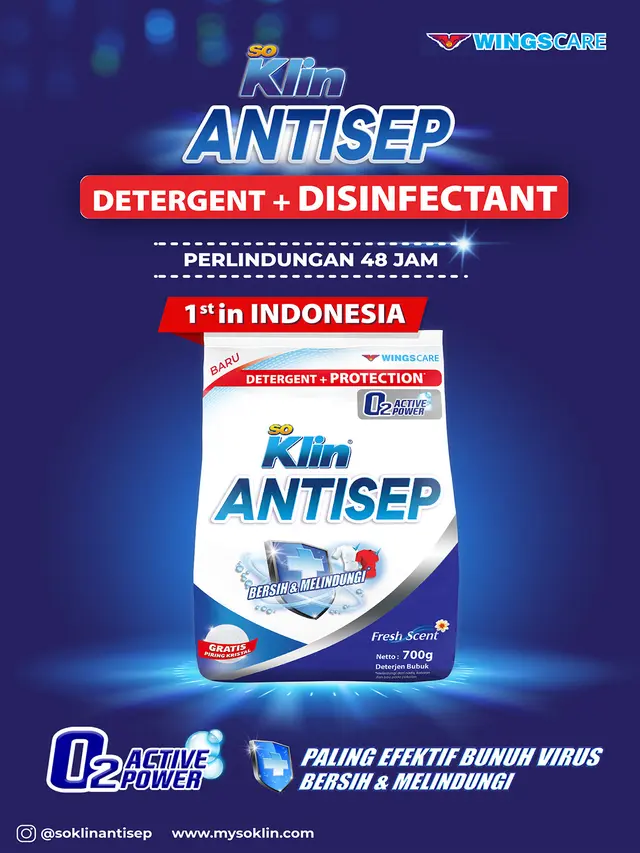 SoKlin Antisep, Detergen baru dari SoKlin ini memiliki Dual Function yakni Detergent + Disinfectant.