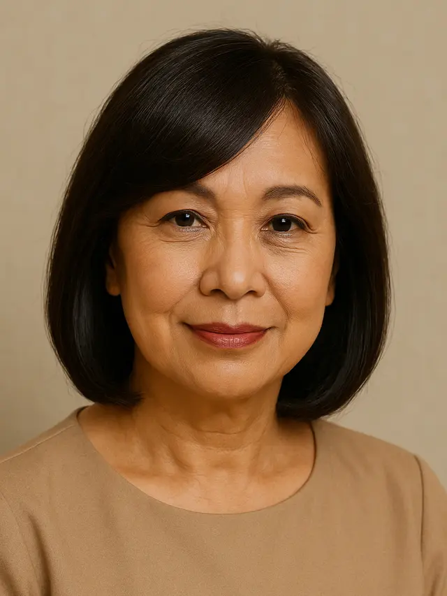 Model Rambut Poni Penuh untuk Ibu-Ibu Usia 50 Tahun (Foto: ChatGPT)