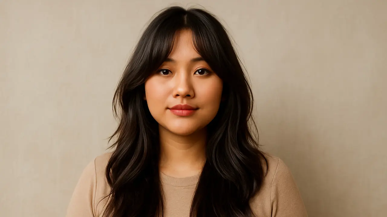 Model Rambut Layer Panjang Berponi Wajah Bulat untuk Usia 30 Tahun/via ChatGPT