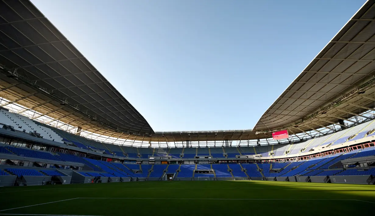 Stadion 974 yang terletak di Ras Abu Aboud dan berdekatan dengan pelabuhan Doha ini dirancang oleh Fenwick Iribarren Architects. (AFP/Gabriel Bouys)