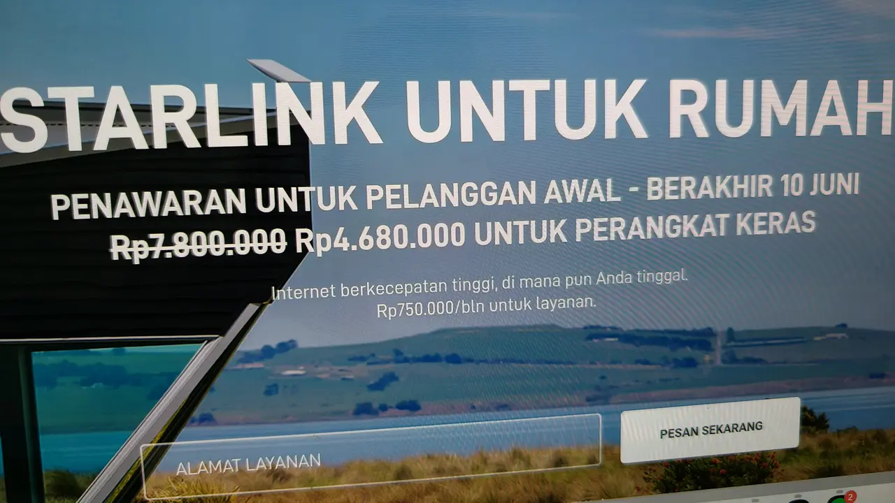Harga perangkat Starlink turun dari Rp 7,8 juta menjadi Rp 4,6 jutaan