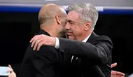 Pelatih Real Madrid, Carlo Ancelotti, menyindir Pep Guardiola yang mengeluhkan jadwal padat jelang leg 2 semifinal Liga Champions 2022/2023. (AFP/Javier Soriano)