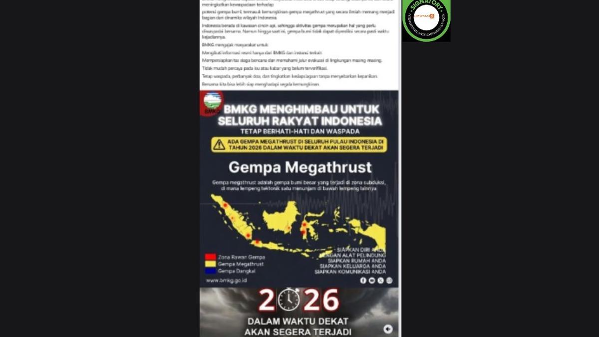 Viral Prediksi Gempa Megathrust akan Terjadi di Seluruh Indonesia pada 2026, Simak Penjelasan BMKG