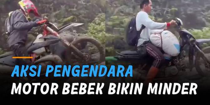 VIDEO: Mendaki Bukit, Aksi Pengendara Motor Bebek Bikin Minder Pemotor Trail