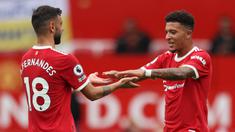 Pemain baru Manchester United, Jadon Sancho memulai debutnya saat melawan Leeds United dalam pertandingan pekan pertama Liga Inggris 2021/2022 yang berlangsung di Old Trafford. (Foto: AFP/Adrian Dennis)