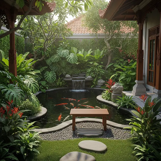 9 Ide Taman Rumah dengan Kolam Ikan untuk Healing, Ciptakan Oasis Relaksasi