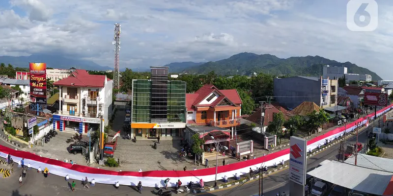 Hari Patriotik, Bendera Sepanjang 2,3 Km Dibentangkan di Gorontalo