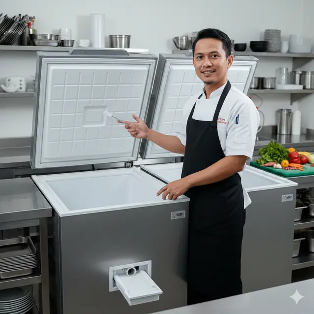 Cara memilih freezer untuk bisnis makanan (Foto: Gemini AI)