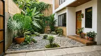 6 Taman Kering dengan Batu Koral dan Monstera, Halaman Rumah Makin Sejuk