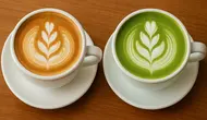 secangkir kopi dan matcha (image by chatgpt)