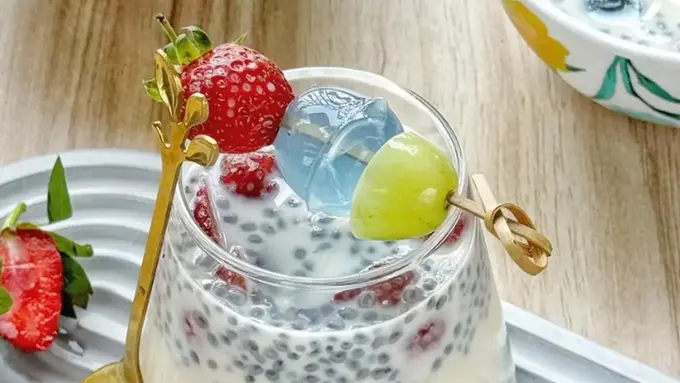 Ilustrasi Es Ximilu Jelly Bunga Telang