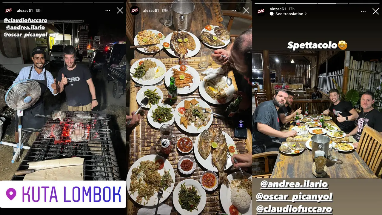 Potret Pembalap MotoGP Mandalika, Alessandro Zaccone saat makan nasi pakai nasi goreng. (Sumber: Instagram @alezac61).