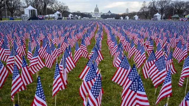 Ribuan Bendera AS Sambut Pelantikan Joe Biden
