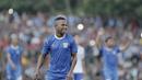 Striker Perserang Serang, Oktovianus Maniani, tersenyum saat pertandingan melawan Persib Bandung pada laga persahabatan di Stadion Maulana Yusuf, Serang, Kamis (1/3/2018). Persib menang 6-0 atas Perserang. (Bola.com/M Iqbal Ichsan)
