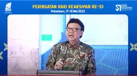 Menteri Pendayagunaan Aparatur Negara dan Reformasi Birokrasi (PAN-RB) Tjahjo Kumolo  pada acara Peringatan Hari Kearsipan Ke-51 dan Anugerah Kearsipan Tahun 2022, Rabu (19/5/2022).