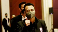 Pemilik Rans Cilegon FC, Raffi Ahmad, saat menghadiri Kongres PSSI di Hotel Raffles, Jakarta, Sabtu (29/5/2021). (Foto: Bola.com/M Iqbal Ichsan)