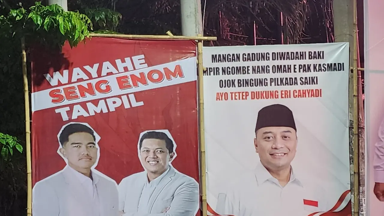 Baliho Kaesang-Hendy Bemunculan di Surabaya, berdampingan dengan Eri Cahyadi. (Istimewa)