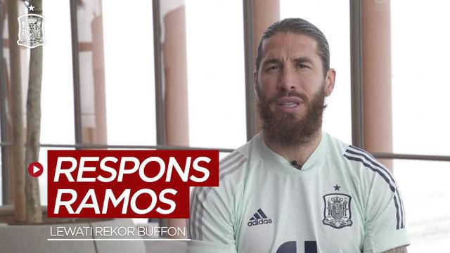 Berita video respns bek Timnas Spanyol, Sergio Ramos, setelah melewati rekor seorang legenda Gianluigi Buffon.