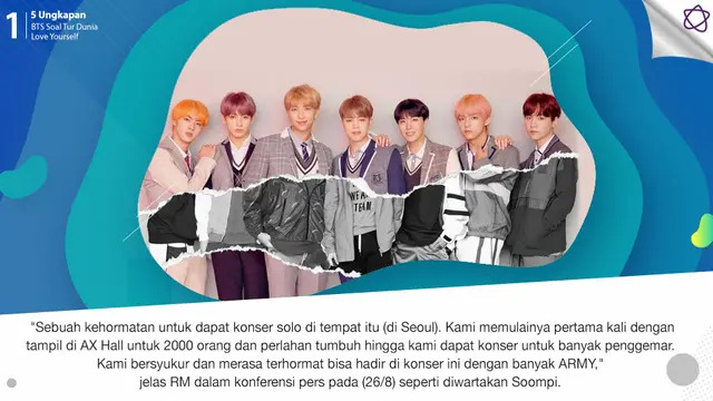 [Bintang] 5 Ungkapan BTS Soal Tur Dunia, Love Yourself
