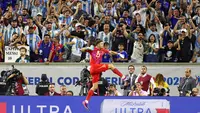 Timnas Argentina harus bekerja keras untuk mengalahkan Ekuador pada laga perempat final Copa America 2024. (AFP/Charly Triballeau)