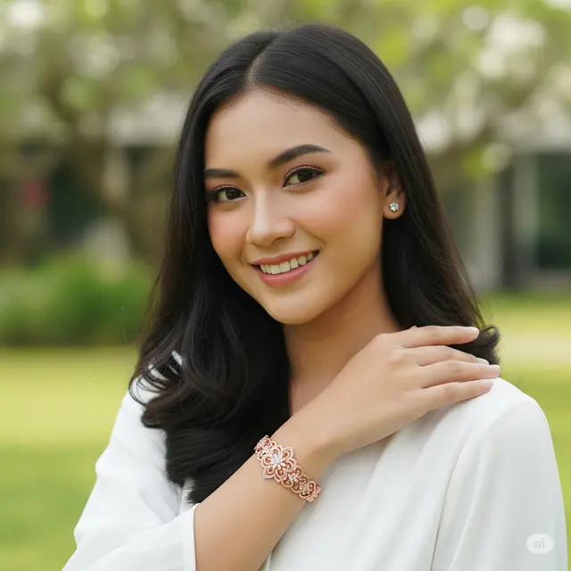 Model Gelang Rose Gold Biar Penampilan Lebih Girly Tanpa Terlihat Tua (Image by Gemini AI)