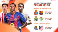 Simak Jadwal Live Streaming La Liga Pekan ke-18, Tayang di Vidio