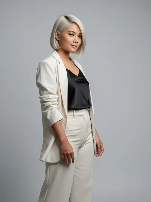 Rambut Wanita Pendek Berwarna Trend 2026 Model Bob Asimetris Pirang Premium