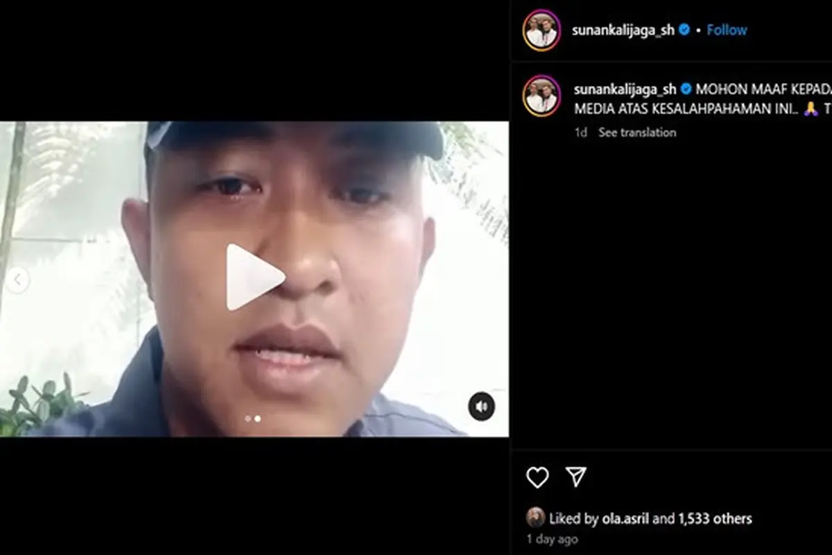 Video pria diduga pengawal Atta Halilintar meminta maaf setelah mengancam akan menculik wartawan. (Instagram @sunankalijaga_sh)