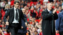 Manajer Manchester United, Alex Ferguson (kanan), dan manajer Sunderland, Roy Keane, meninggalkan lapangan setelah pertandingan Premier League mereka di Old Trafford, Manchester, Inggris barat laut, 1 September 2007. Manchester menang 1-0. (FOTO AFP/ANDREW YATES)