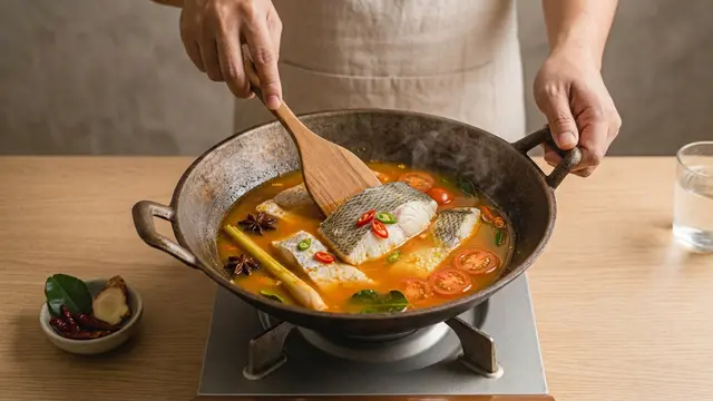 Ilustrasi resep ikan kuah asam pedas