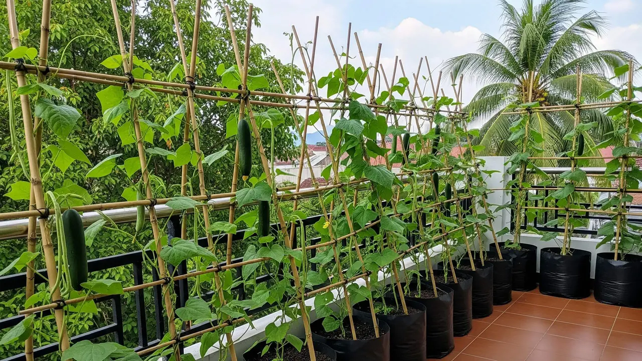 Ide Kebun untuk Sayuran Rambat Modal Bambu Saja
