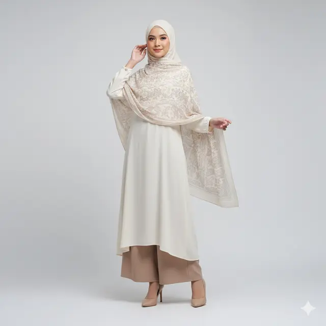 Inspirasi Gamis Tunik Kombinasi Celana Kulot Terbaru. Gemini
