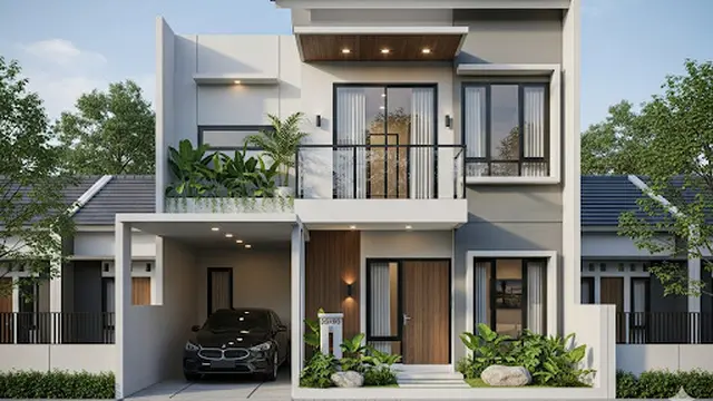 Rumah dengan Balkon dan Carport