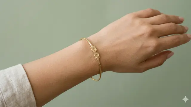Model Gelang Emas Elegan Motif Bunga Kecil Tanpa Batu. Gemini