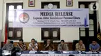 Suasana keterangan pers mengenai investigasi kecelakaan pesawat Lion Air JT 610 di Kantor KNKT, Jakarta Pusat, Jumat (25/10/2019). KNKT menemukan sembilan faktor yang berkontribusi dalam kecelakaan pesawat Lion Air JT 610 pada 29 Oktober 2018 di Tanjung Karawang. (Liputan6.com/Johan Tallo)