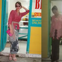 Melihat gaya Amanda Manopo mejeng di depan warteg kenakan kebaya (@amandamanopo @evacelia)