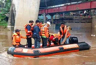 Pemerintah Kota Jakarta Timur menggelar operasi penangkapan ikan sapu-sapu secara serentak di Dermaga Eco Eduwisata Ciliwung, Cililitan, Kramat Jati, Jakarta Timur, Jumat (17/4/2026) (Antara)