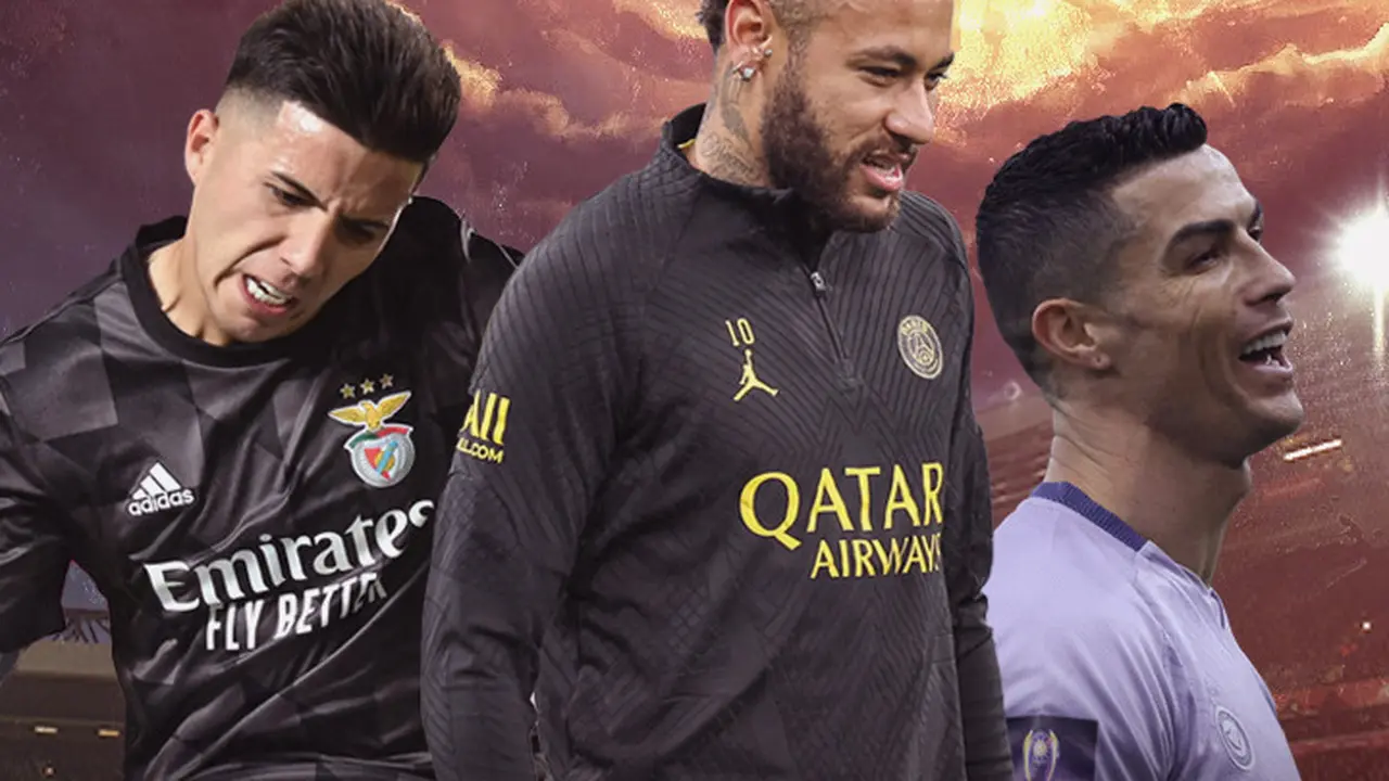 Ilustrasi - Cristiano Ronaldo, Neymar, Enzo Fernandez