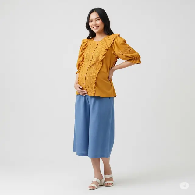 Inspirasi Outfit Ibu Hamil 5 Bulan. Foto: Gemini